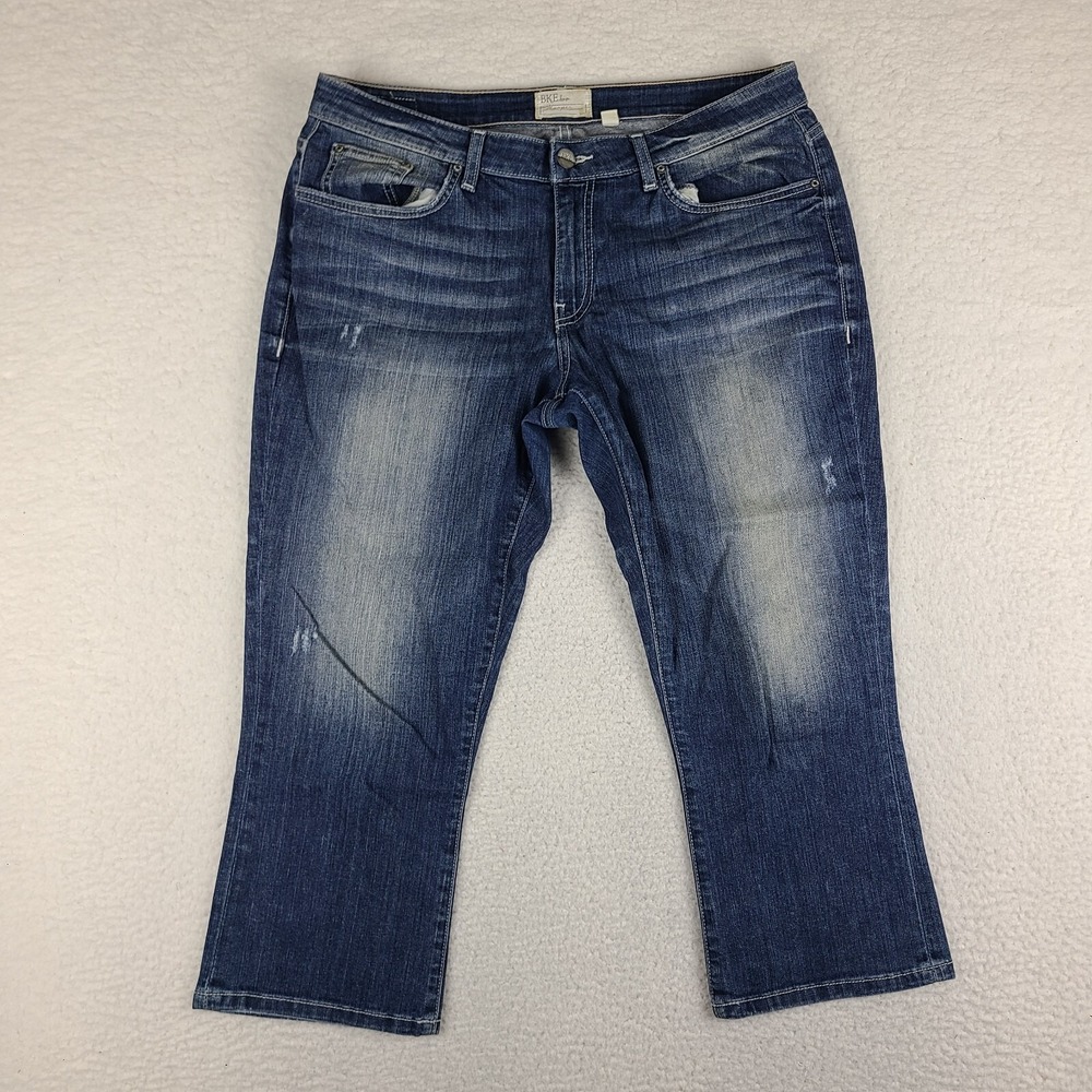 Buckle Jeans Womens 31 Blue Harper Crop Distress Erickson Dark Wash BKE Denim